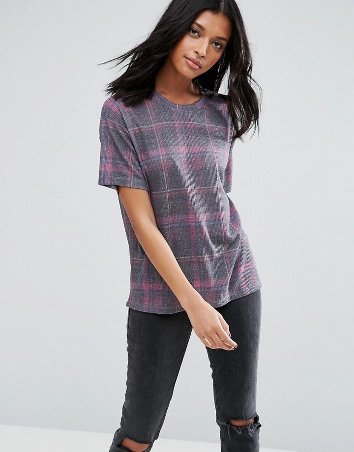 Asos T-shirt In Check Jacquard - Multi