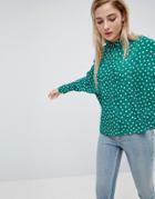 Asos Crop Shirt In Polka Dot - Multi