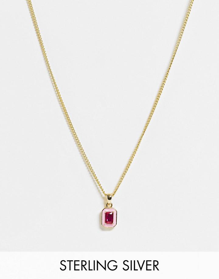 Serge Denimes Blush Gem Neckchain In Gold Plated Sterling Silver