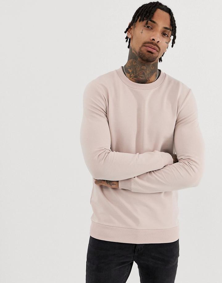 Asos Design Muscle Sweatshirt In Beige
