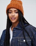 Monki Ribbed Beanie Hat In Rust - Brown