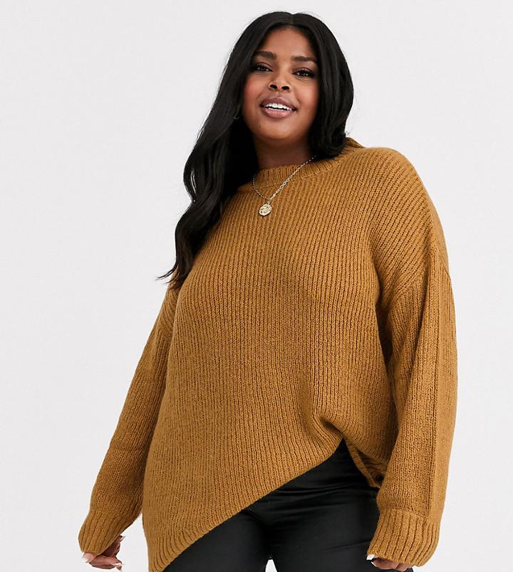 Neon Rose Plus Ultimate Relaxed Sweater-brown