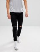 Esprit Skinny Fit Jeans In Black With Distressed - Black