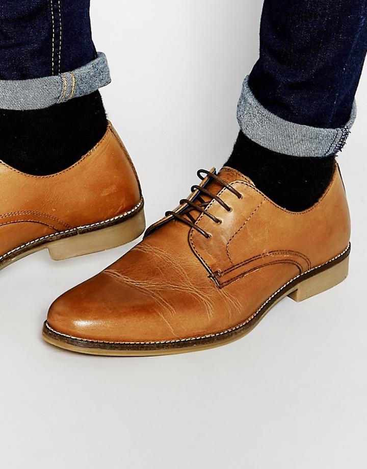 Red Tape Lace Up Shoes In Tan Leather - Tan