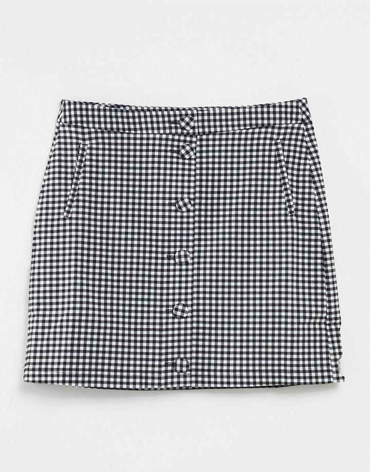 Oasis Button Through Mini Skirt In Gingham-multi