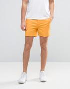 Asos Slim Shorter Chino Shorts In Bright Yellow - Yellow