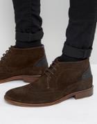 Ted Baker Pericop 2 Brogue Boots In Brown Suede - Brown