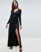 Ivyrevel Sweetheart Maxi Dress With Slit Front-black