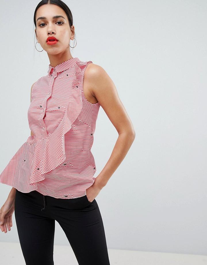 Closet London Sleeveless Blouse With Frill - Multi