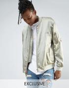 Mennace Sateen Ma1 Bomber Jacket In Pistachio - Green