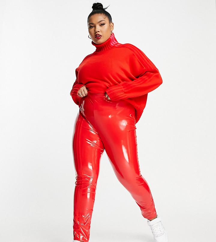 Adidas Originals X Ivy Park Plus Latex Pants In Red