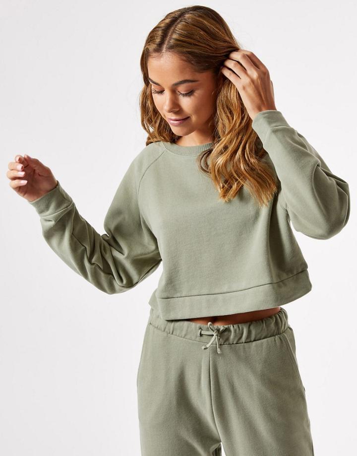Miss Selfridge Sweatshirt Set In Khaki-green