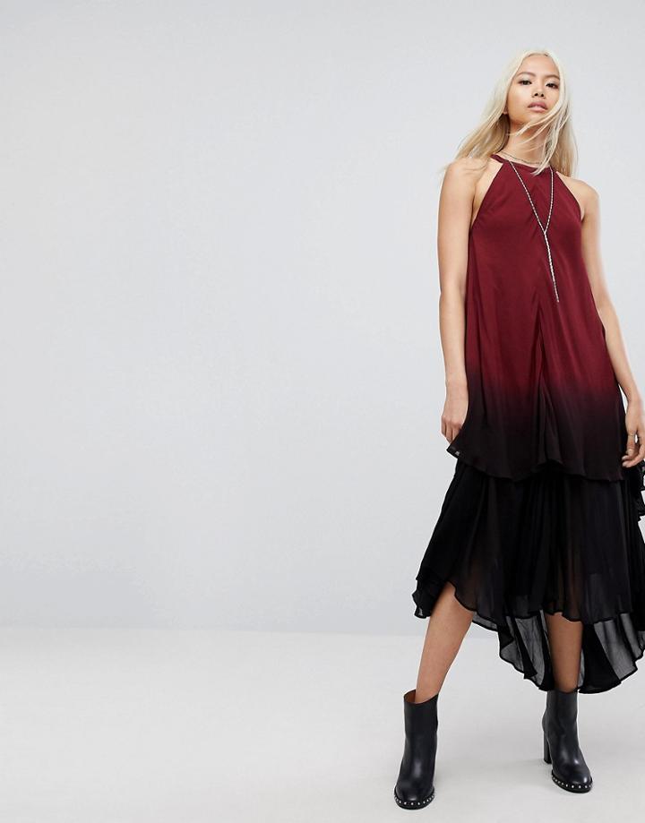 Religion Maxi Dress In Tie-dye - Red