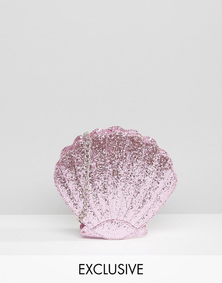 Skinnydip Mermaid Shell In Pink Glitter - Pink