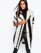Sisley 3/4 Sleeve Coat In Monochrome - Multi