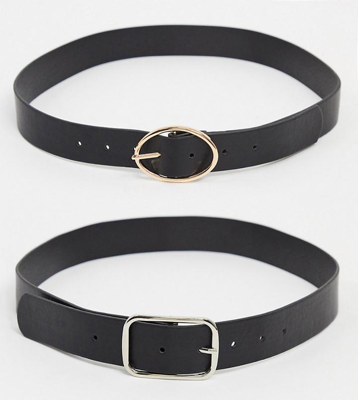 Glamorous Exclusive Belt Multipack X 2 In Black