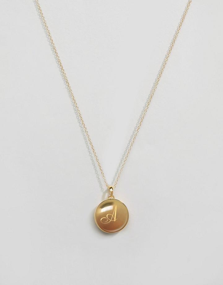 Carrie Elizabeth 14k Gold Vermeil Engraved A Initial Locket With Diamo