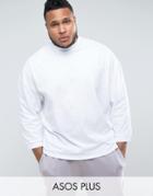 Asos Plus Oversized T-shirt With High Neck And Cropped Arm - White