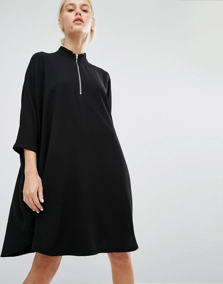 Monki High Neck Zip Dress Dress - Black