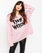Asos Sweater With Halloween Teen Witch Slogan - Pink