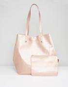 Asos Soft Shopper Bag With Removable Clutch - Gold