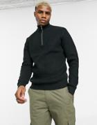 Topman Half Zip Sweater In Black