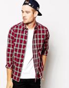 Asos Check Shirt In Long Sleeve - Red