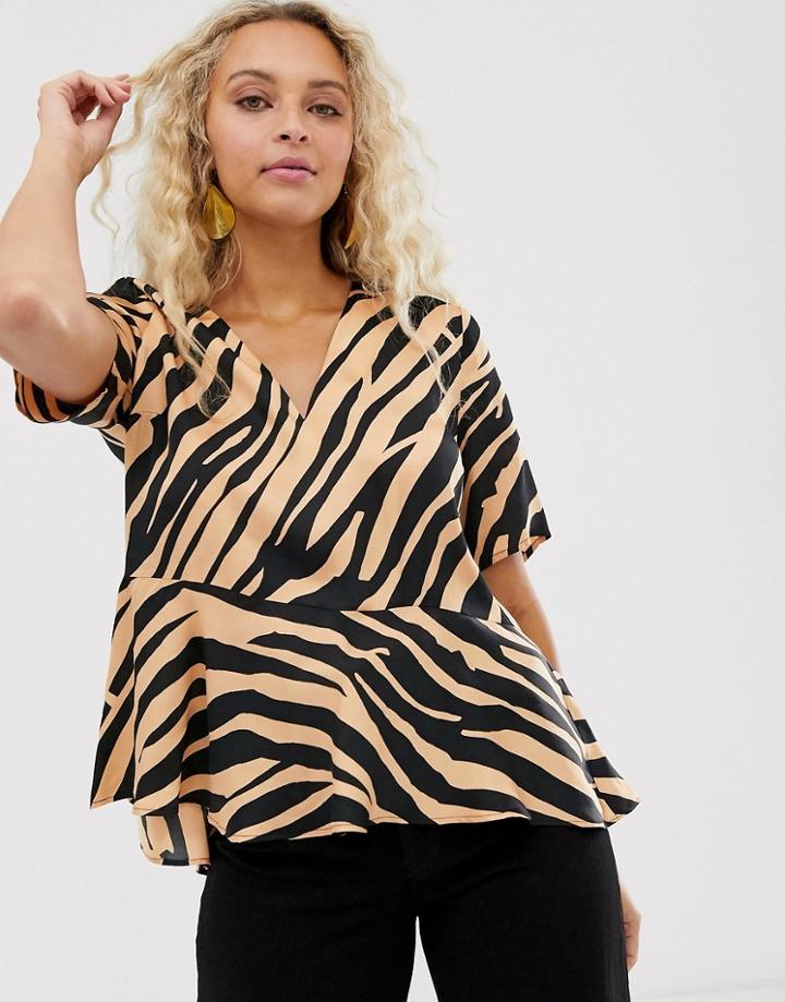 In Wear Turlington Tiger Print Asymmetric Blouse