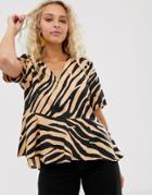 In Wear Turlington Tiger Print Asymmetric Blouse