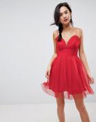 Asos Cami Ruffle Mesh Mini Dress