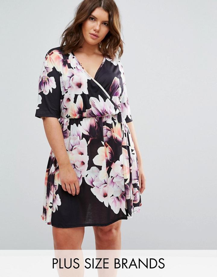 Pink Clove Wrap Floral Dress - Multi
