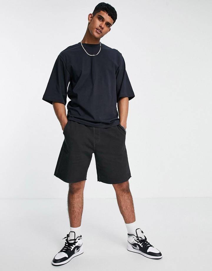 Only & Sons Organic Cotton Oversized Half Sleeve T-shirt In Navy