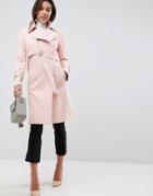 Asos Bonded Trench With D-rings - Pink