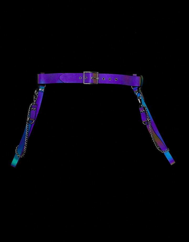 Asos Design Reflective Harness And Chain Waist Belt-multi