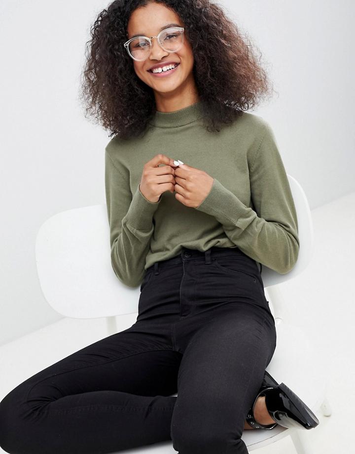 Monki Round Neck Sweater - Green