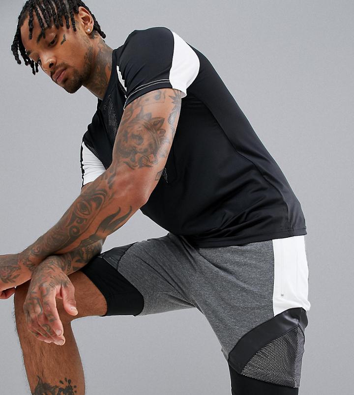 Ki5-a Quick Dry Mesh Blocking Short With Legging Inner - Gray