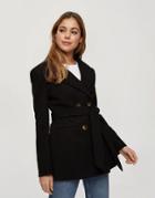 Miss Selfridge Belted Button Detail Blazer Coat In Black