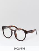 Reclaimed Vintage Inspired Round Clear Lens Glasses In Tort Exclusive To Asos - Brown