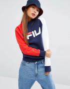 Fila Boyfriend Sweatshirt With Color Block Sleeves And Logo Print - Multi