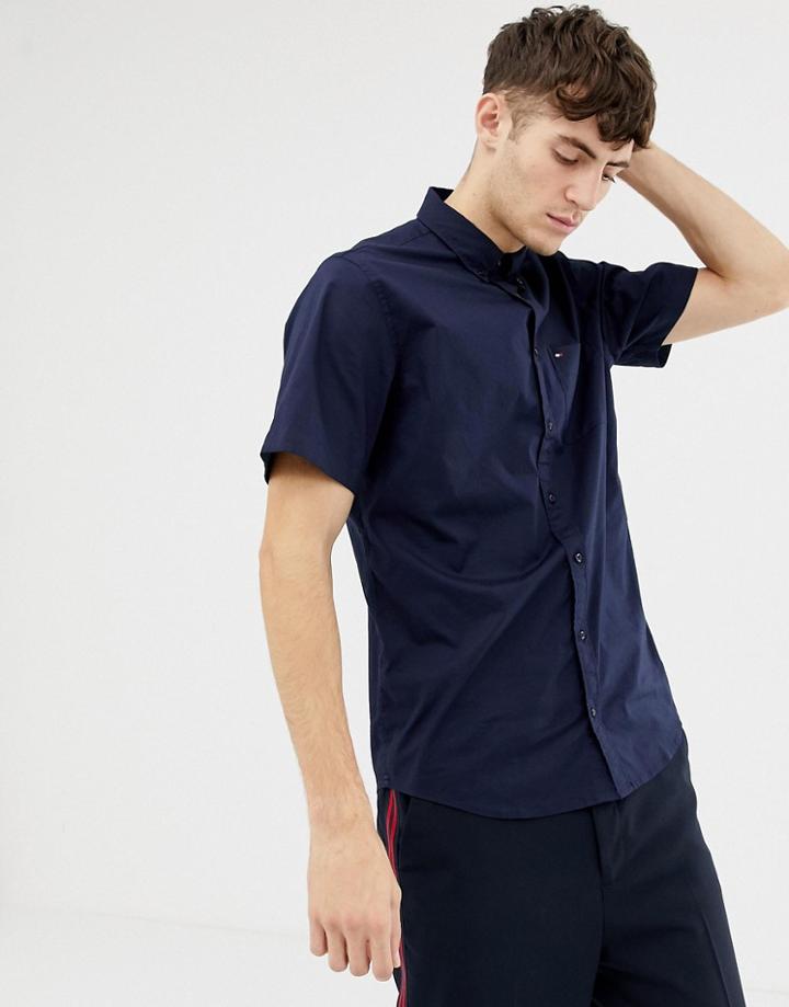 Tommy Hilfiger Short Sleeve Cotton Shirt - Blue