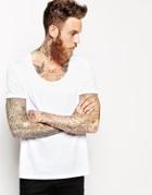 Asos T-shirt With Bound Scoop Neck - White