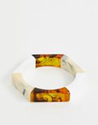 Asos Design Bangle Bracelet In Mixed Resin And Hexagon Design - Multi