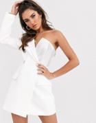 Asos Design Asymmetric Hot Fix Rhinestone Longline Blazer