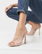 Truffle Collection Stiletto Heeled Mule With High Vamp In Beige-neutral