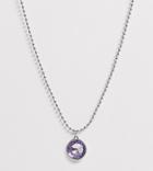 Asos Design Curve Necklace With Crystal Gem Pendant And Ball Chain In Silver Tone