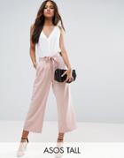 Asos Tall Tailored Culotte With Tie Waist - Pink