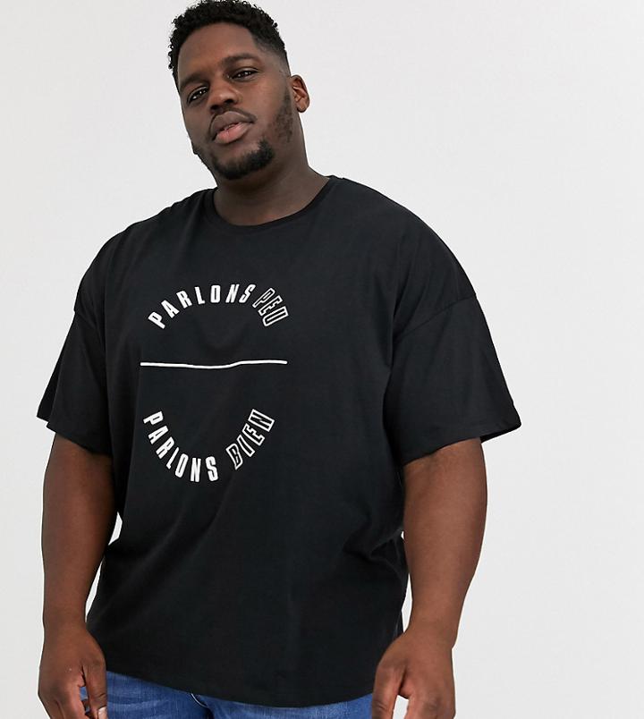 Asos Design Plus Oversized T-shirt With French Text Print
