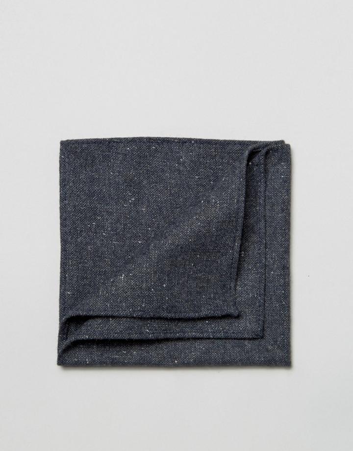 Asos Pocket Square In Navy Warm Handfeel Texture - Blue