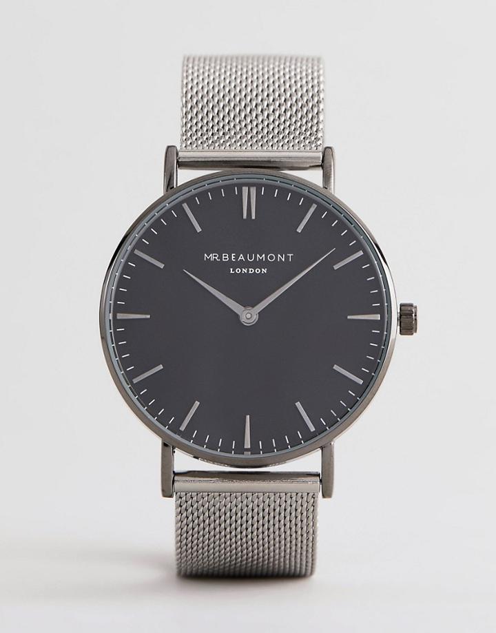 Mr Beaumont Watch With Black Dial And Silver Mesh Strap - Silver