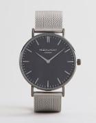 Mr Beaumont Watch With Black Dial And Silver Mesh Strap - Silver